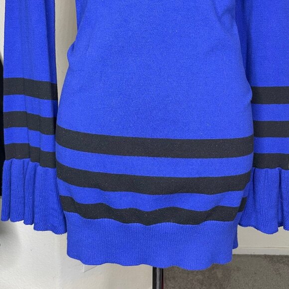 Newport News Women's Cobalt Blue/Black Scoop Neck Tunic Mini Dress Bell Sleeve L - Picture 4 of 8